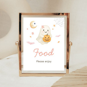 Rosa Halloween Little Boo Essen Schild