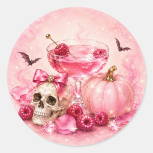 Rosa Halloween Mädchen Nacht Cocktailparty Runder Aufkleber