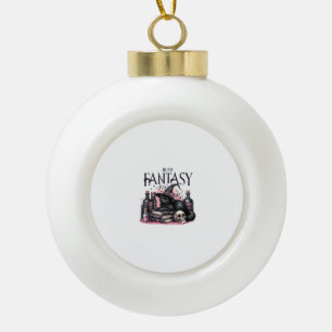 Rosa Halloween-Schwarze Katze Zauberbücher Tränke  Keramik Kugel-Ornament