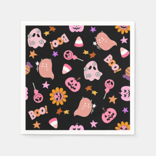 Rosa Halloween Serviette
