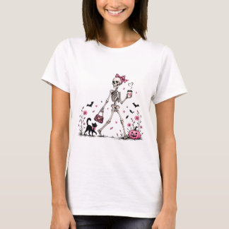 Rosa Halloween-Skelett-T-Shirt T-Shirt