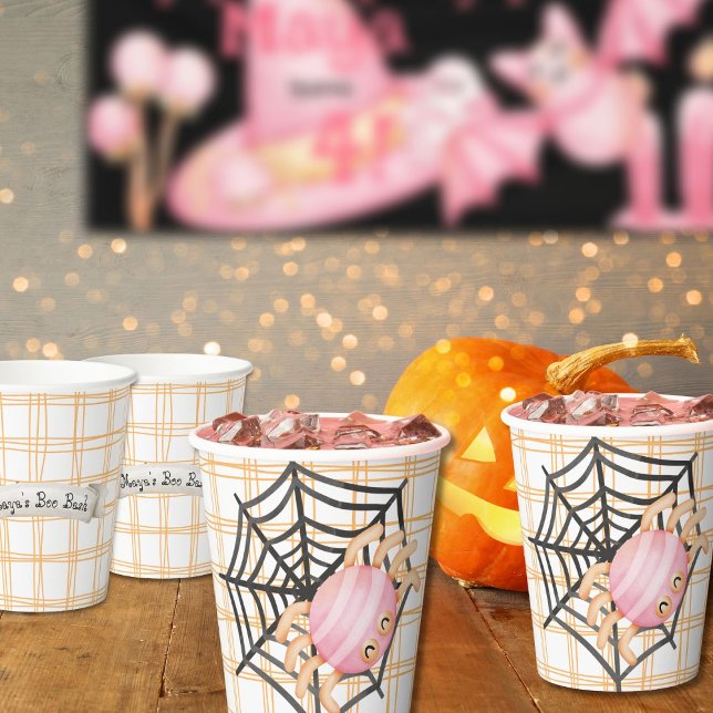Rosa Halloween Spider und Web Pappbecher (Pretty pink halloween spider cups
)