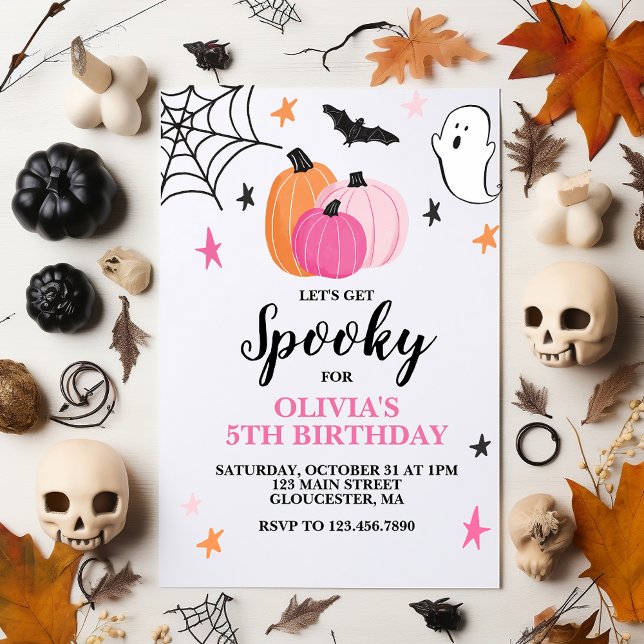 Rosa Halloween Spooktacular Girl Geburtstag Invita Einladung (Von Creator hochgeladen)