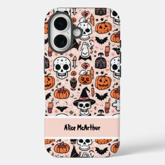 Rosa Halloween-Süßigkeiten- oder Saures-Brauch mit iPhone 16 Hülle