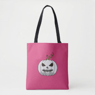Rosa Halloween-Tasche mit weißem Kürbis