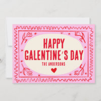 Rosa Hand drucken Retro Happy Galentine's Day