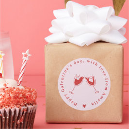 Rosa Hand gezeichnetes Galentiner-Tageslabel Runder Aufkleber