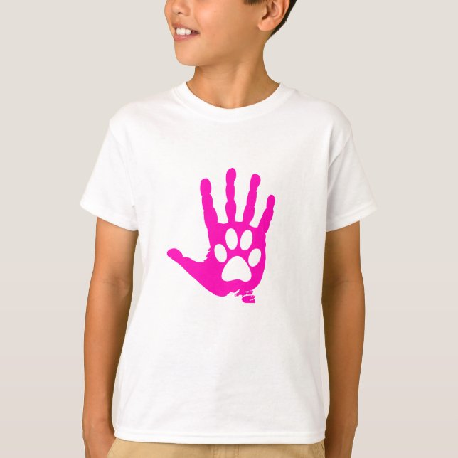 Rosa Hand mit Paw großes Geschenk T-Shirt (Vorderseite)