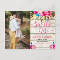 Rosa Handgeschriebenes Foto Save the Date