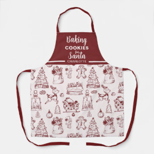 Rosa Handgezeichnete Backkochen für den Weihnachts Schürze