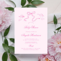 Rosa handgezeichnete Einladung zur Babyparty mit S