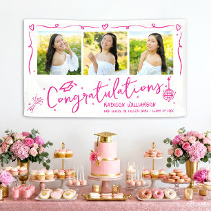 Rosa handgezeichnete Kritzeleien Abschluss 3 Foto Banner