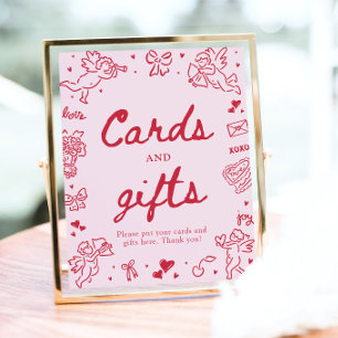 Rosa, handgezeichnete moderne Valentinskarten und  Poster