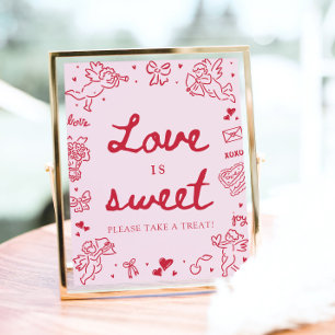 Rosa handgezeichnete moderne Valentinstag-Liebe is Poster