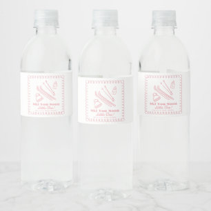 Rosa Handgezeichnete Ski Bald Schon Mädchen Baby S Wasserflaschenetikett
