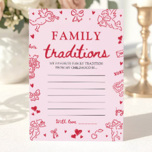Rosa handgezeichnetes Baby-Shower-Familientraditio Einladung
