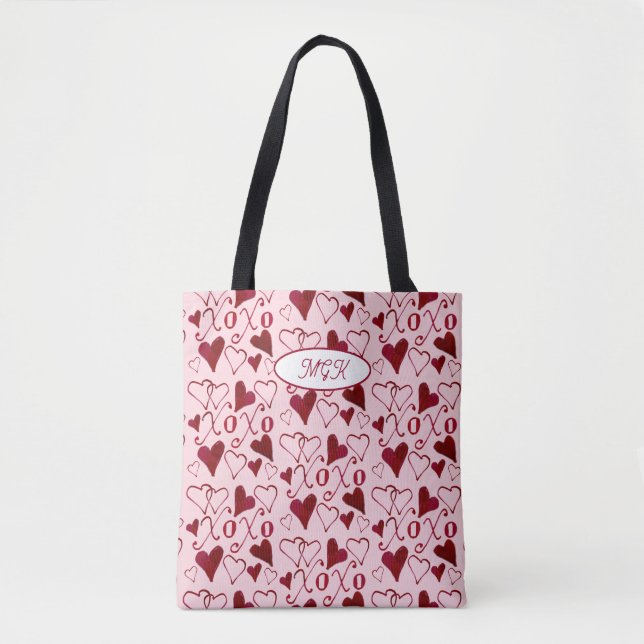 Rosa handillustrierte Coquette XO Valentinstag (Vorderseite)