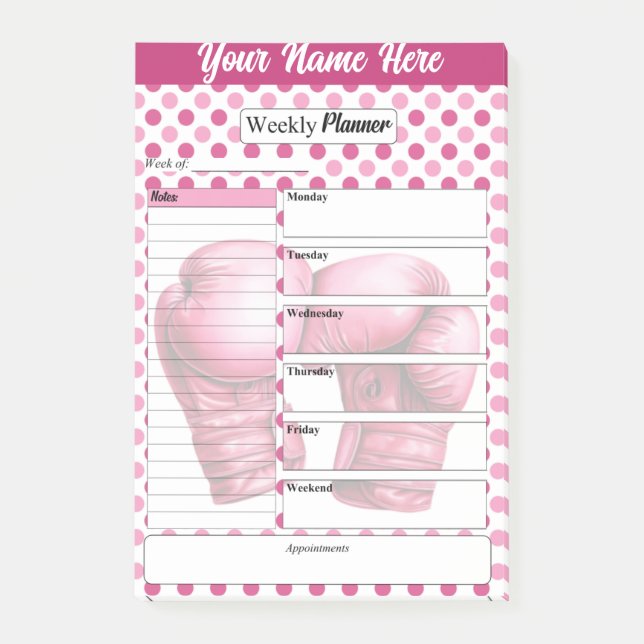 Rosa Handschuhe _ Wochenplaner Post-it Klebezettel (Vorderseite)