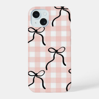 Rosa Handyhülle mit schwarzen Schleifen iPhone 15 Hülle