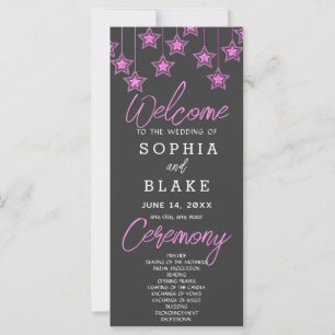 Rosa Hängende Sterne Schatten Grau Hochzeitsprogra