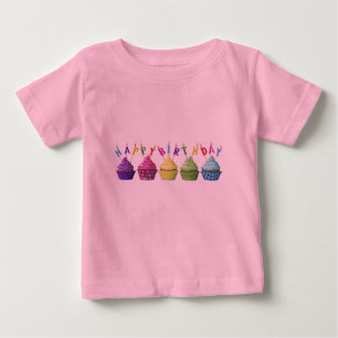 Rosa Happy Birthday Cupcake  Baby T-shirt