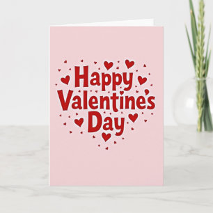 Rosa Happy Pop Valentinstag Herz Karte