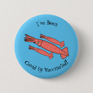 Rosa-Happy-Tintenfisch-Cartoon-Abbildung Button