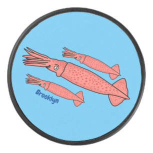 Rosa-Happy-Tintenfisch-Cartoon-Abbildung Eishockey Puck