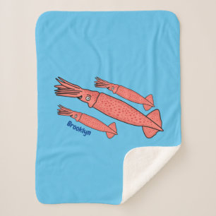 Rosa-Happy-Tintenfisch-Cartoon-Abbildung Sherpadecke