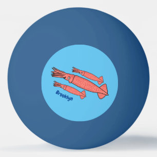 Rosa-Happy-Tintenfisch-Cartoon-Abbildung Tischtennisball