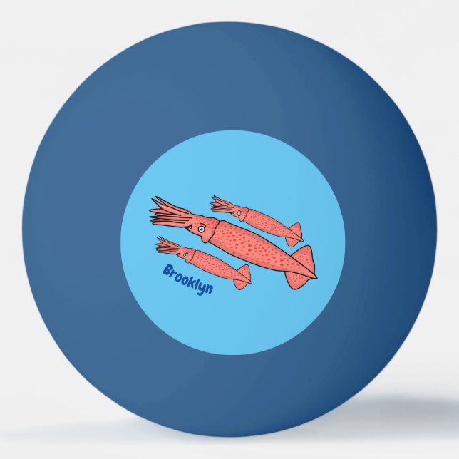 Rosa-Happy-Tintenfisch-Cartoon-Abbildung Tischtennisball (Vorderseite)