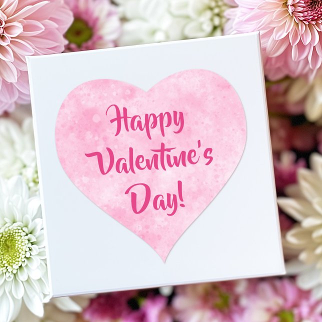 Rosa-Happy-Valentinstag Herz-Aufkleber (Pink Happy Valentine's Day Heart Sticker)