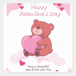 Rosa-Happy-Valentinstag Quadratischer Aufkleber