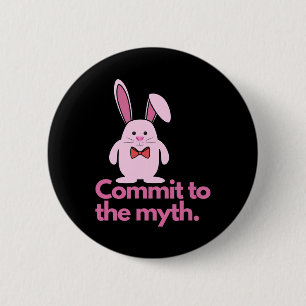 Rosa Häschen bekennen sich zum Mythos Osterhase Button
