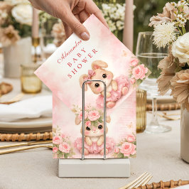 Rosa Häschen Blumen Baby Shower Serviette