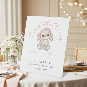 Rosa Häschen-Mädchen-Baby-Shower-Willkommen  Sockelschild