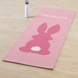 Rosa Häschen-Silhouette-personalisiertes süßes Yogamatte