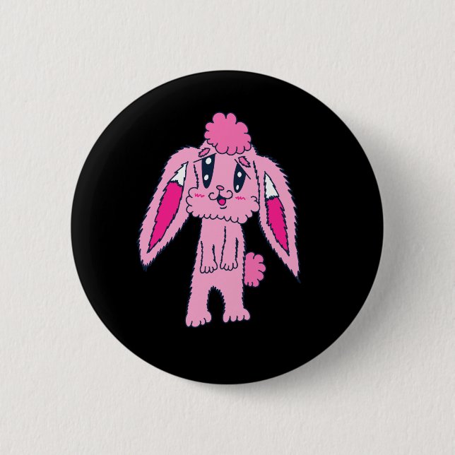 Rosa Hasen-Knopf Button (Vorderseite)