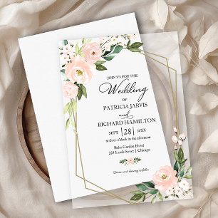 Rosa Hauch Blumen Geometrische Hochzeit