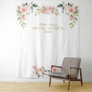 Rosa Hauch Blumen-Hochzeitsdusche-Foto-Requisite Wandteppich