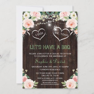 Rosa Hauch Blumenlichter Altes Holz I DO BBQ Einladung