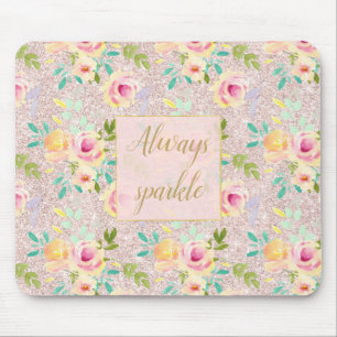 Rosa Hauch Falscher Glitter Schimmer Florale Wasse Mousepad