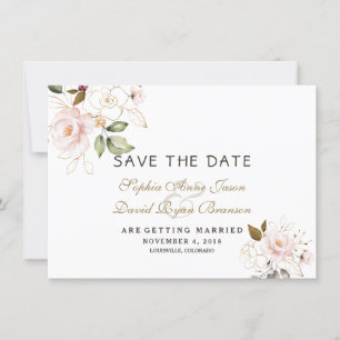Rosa Hauch Gold Blumen Hochzeit Termin merken Save The Date