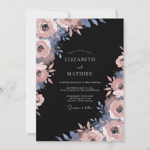 Rosa Hauch Painterly Flourish Hochzeit Einladung