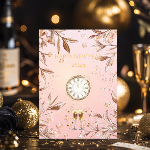 Rosa Hauch und Champagner Gold Silvester Einladung