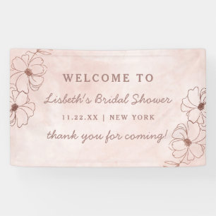 Rosa Hauch und Rosen Goldfolie Brautparty Begrüßun Banner