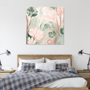 Rosa Hauch und Salbei Grün (2) AI-Kunst  Leinwanddruck