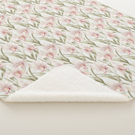 Rosa Hauch und Salbei Orchideen Blumen Sherpa-Deck Sherpadecke