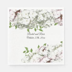 Rosa Hauch und weiße Blumen-Hochzeitspapier-Servie Serviette