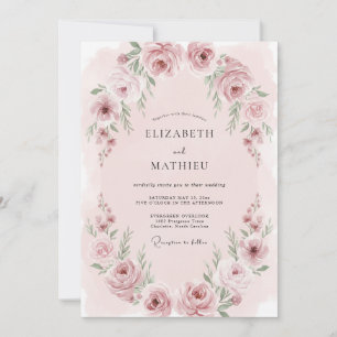 Rosa Hauchdünne Romantische Hochzeit Einladung